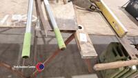 Large log saw, 2 spirit levels, large crow bar, shovel, edging cutter, 2 x vintage carpenters Adze - 6