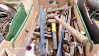 Box of assorted hammers, chisels and record wrenches - 6