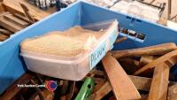 Box of vintage woodworking tools including set squares and clamps - 5