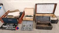 2 x wooden tool boxes, box of saw blades, socket set, tap and die set and a Bosch electric cutter - 8