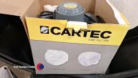 Quantity of car accessories including car polisher, tyre pump, torch, wheel trims, bike rack and trailer mudguards - 4