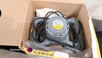 Quantity of car accessories including car polisher, tyre pump, torch, wheel trims, bike rack and trailer mudguards - 5
