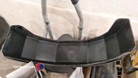 Quantity of car accessories including car polisher, tyre pump, torch, wheel trims, bike rack and trailer mudguards - 9