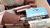 Box of assorted sandpaper, sanding discs and sanding belts - 2