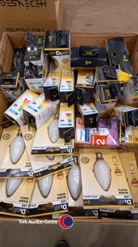 Box of assorted light bulbs