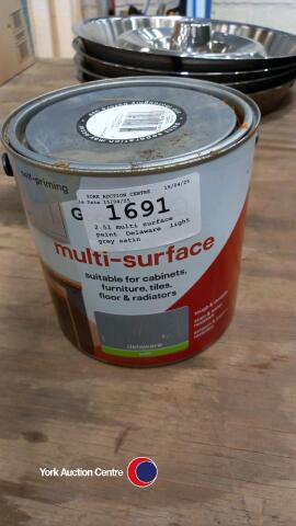 2.5l multi surface paint, Delaware, light grey satin