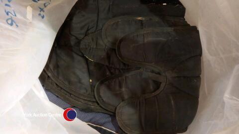 2 x Horse sweat rugs, 7ft heavyweight stable rugs, full size travel boots and other equestrian items