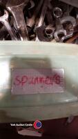 Box of spanners, large and small, metric, Whitworth, AF and bike spanners - 2