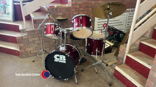 C B Drums full drum kit c/w snare drum, drum sticks, Paiste ride cymbal and seat