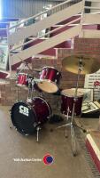 C B Drums full drum kit c/w snare drum, drum sticks, Paiste ride cymbal and seat - 2