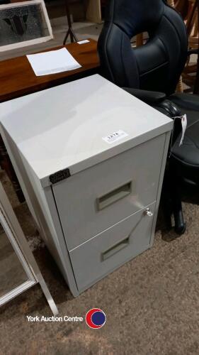 Office World light grey low filing cabinet with 2 drawers