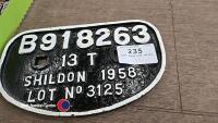 Loco plate 1958 shildon - 2