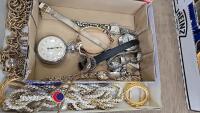 Tray of Gents and Ladies jewellery, inc belts and hair jewellery, watches and parts - 3