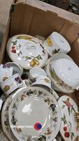 Box of Royal Worcester Evesham and Royal Doulton Larchmont plates and bowls