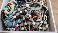 Large hinged decorative box of bead jewellery - 2