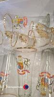 8 x 1953 Coronation glasses, 4 x lager, 4 x shots