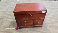 Wooden jewellery casket with contents - 6