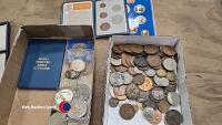 Royal Mint ER11 coin set, 1977 with numerous Crowns, Churchill etc, sporting medals etc, and mixed coins, small quantity of pre 1947 silver, 1865 farthing and 1864 Guernsey 8 doubles etc - 2