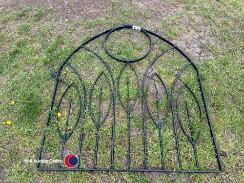 Metal arch top gate in black, Tuscan tree design inspired, made by a blacksmith, overall height 125cm, width including lugs 112cm