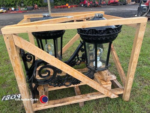 2 x vintage cast iron lanterns H 650mm x L 850mm