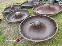 3 cast iron 'Mexican hat' pig feeders - 3