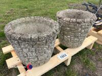 2 x round garden planters