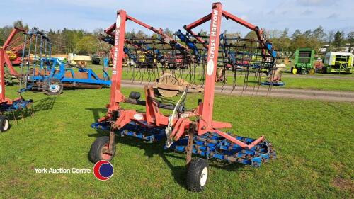 Opico 6m hydraulic folding grass harrows