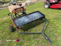 Agri-Fab sit on lawnmower, 14 gallon sprayer pump, 12v battery, plus 2 implements, wo - 3