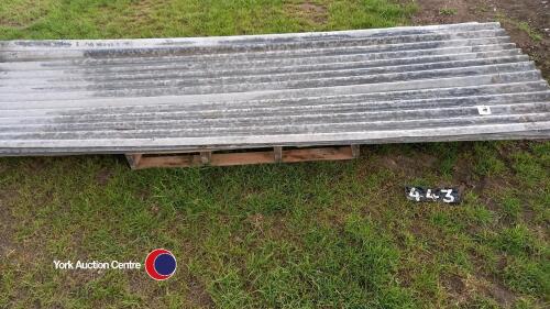 Approx 10 corrugated galvanised sheets 10ft x 3ft 2 1/4in