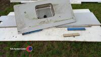 Formica sheets and stainless sink ex Nestle lab. 9ft3 x 4ft7. 9ft x 2ft. 5/8in thick - 2