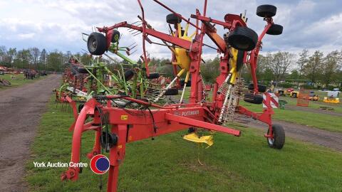 Pottinger Eurotop 771A trailed twin rota rake with steering axle