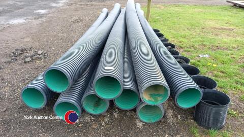 9 x twin wall drainage pipe and collars, 230mm x 6m