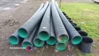 9 x twin wall drainage pipe and collars, 230mm x 6m