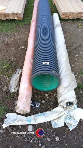 Twin wall drainage pipes, 300mm x 3m , and 2 x rolls of fabric membrane