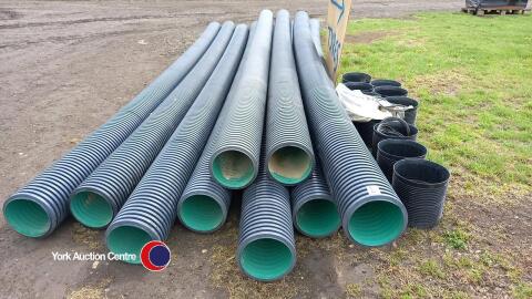 10 x twin wall drainage pipe and collars, 230mm x 6m