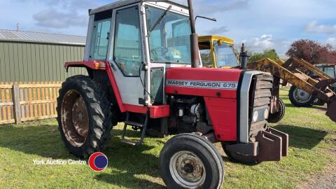 Massey Ferguson 675 tractor, A reg, 8434 hours, no V5, key in office