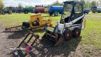 Bobcat 310 skid steer, working order, starts, runs, drives, all hydraulics work, with bucket and muck grab, key in office - 2