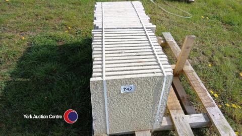 Half Pallet of approx 34 light Grey paving slabs, 450mm x 450mm