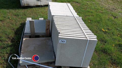 Half Pallet of approx 34 light Grey paving slabs, 450mm x 450mm