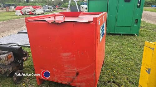 Large orange stillage with sliding lockable top
