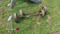 Pair of axles with cast iron wheels, from a sheep hay rack - 2