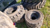 2 x 23 x 9-10 and 2 x 18 x 7-8 solid wheels and tyres