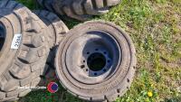 2 x 23 x 9-10 and 2 x 18 x 7-8 solid wheels and tyres - 2