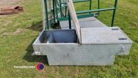Pickup toolbox with gullwinged lift up doors, locking with keys, heavy duty construction