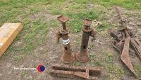 2 x standard Fordson tractor jacks and drawbar