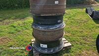 Set of black stocks duel wheel rims for 18.4 x 38 tyres c/w 8 clamps