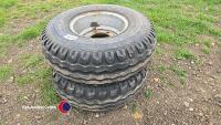 Pair of 11.5/80-15.3 6 stud rims and tyres