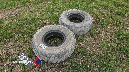 Pair of fork lift tyres with tube and flap 6.90/6.00 - 9 good inner tube, not punctured