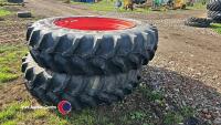 Pair 480-80R46 G/Y tyres on Class rims - 4