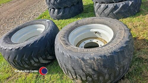 Pair 560-45-22.5 turf tyres on 8 stud rims